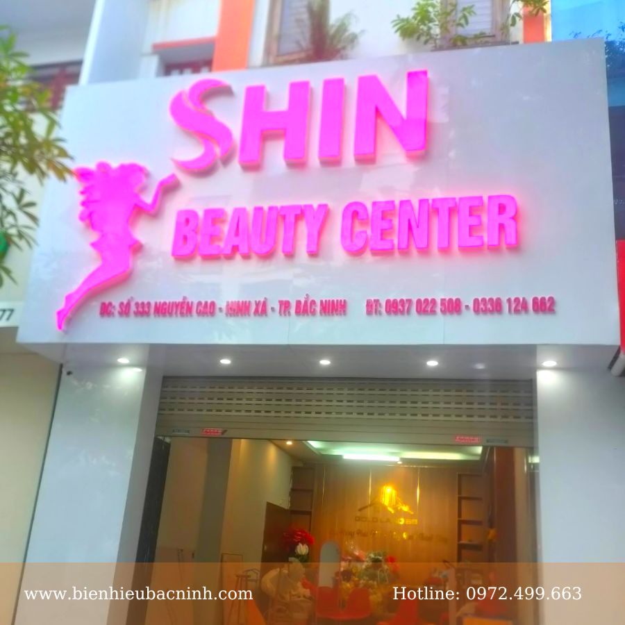 thi cong bien den led chu noi shop shin beauty center nguyen cao bac ninh