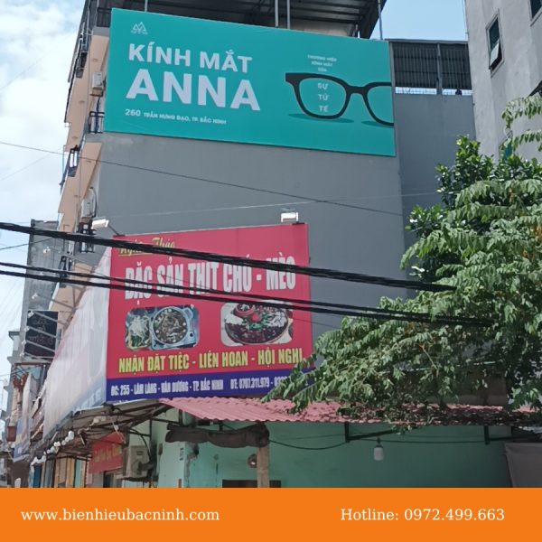 Thi công biển quảng cáo trên cao cho thương hiệu Kính mắt Anna chi nhánh Bắc Ninh