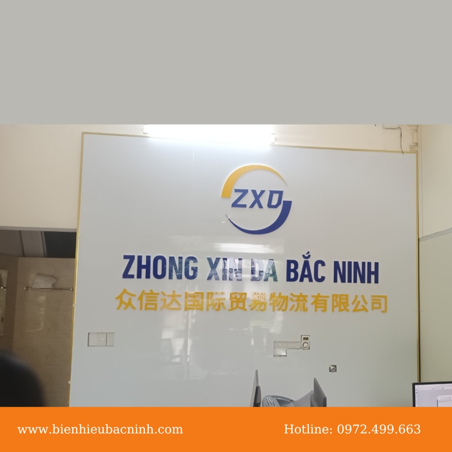 Biển Alu chữ Mica nổi quầy lễ tân công ty Zhongxida Trung Quốc